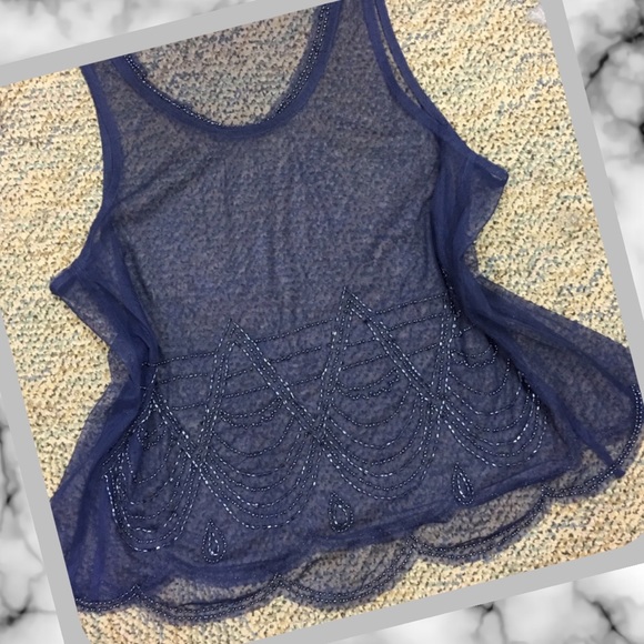 AE Mesh Sheer Beaded Blouse - Picture 5 of 5